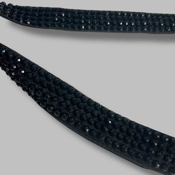 Vintage 60s Roger Van S Black Beaded Shoulder Bag Evening Purse Chunky Zipper - Picture 4 of 10